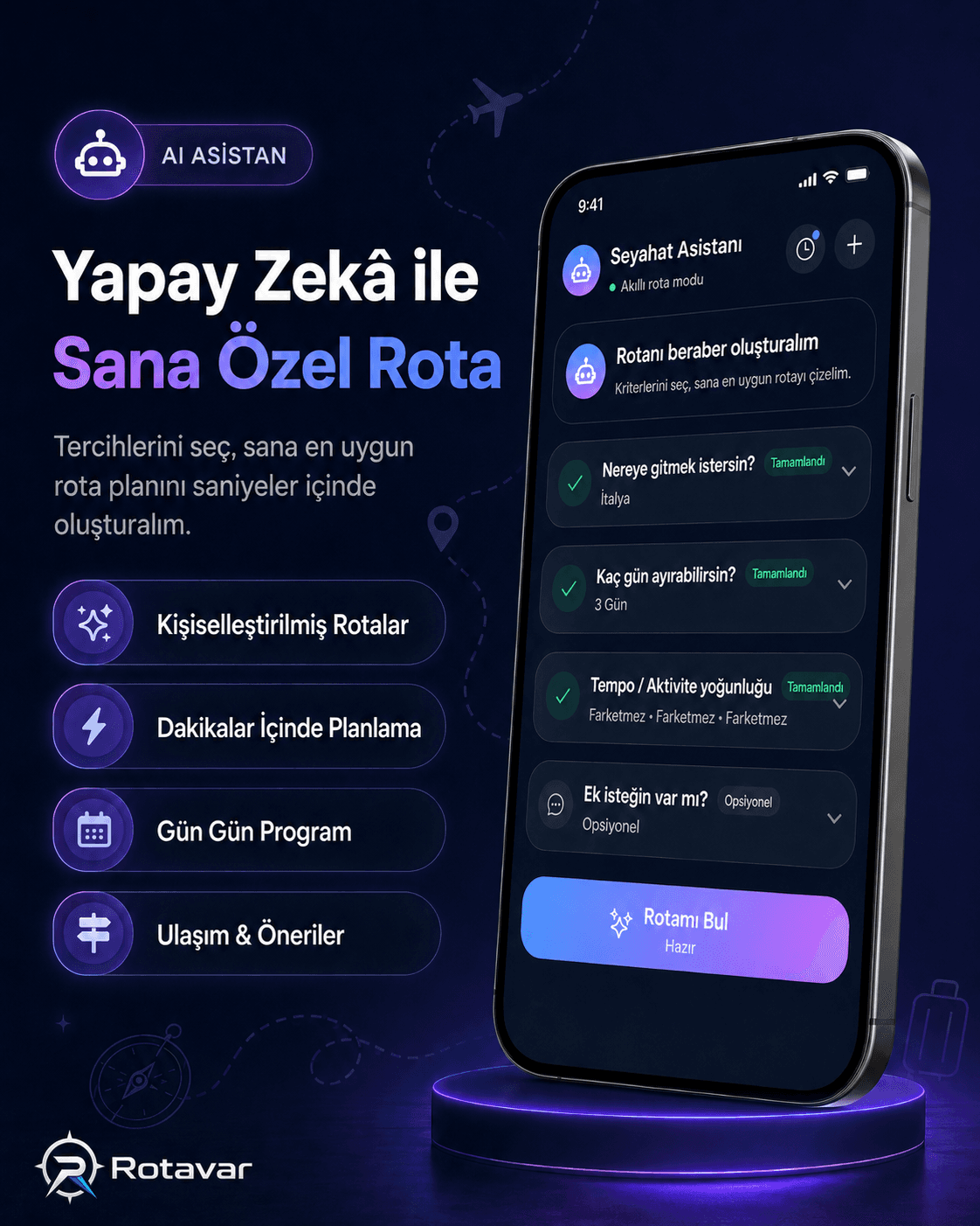 Sana özel rota planı